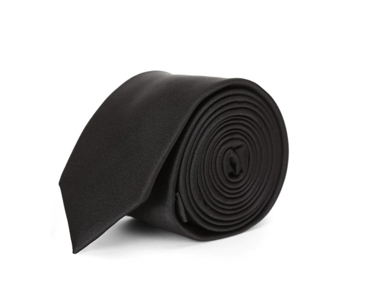 Черный однотонный галстук в стиле унисекс с регулируемой застежкой-молнией Скидки
